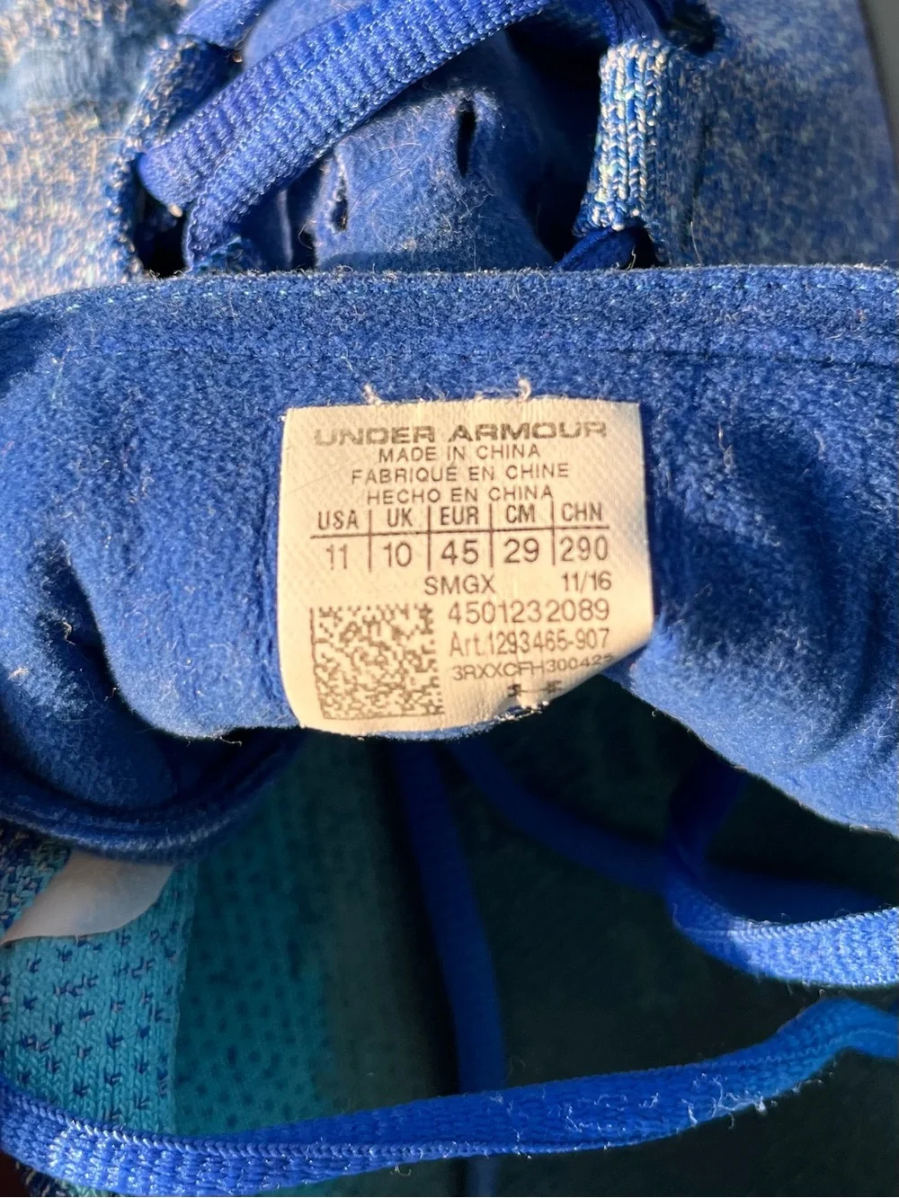 Under Armour Blue Knit Athletic Shoes with Black Logo